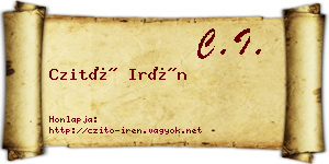 Czitó Irén névjegykártya